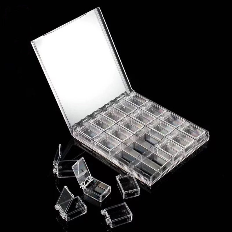 Rotekt 20 Grids Bead Storage Box Organizer, Transparent Acrylic Nail Art Decorations Container Rhinestone Beads Case for Crafts with Dividers, Clear Plastic DIY Art Crafts Nail - Image 1